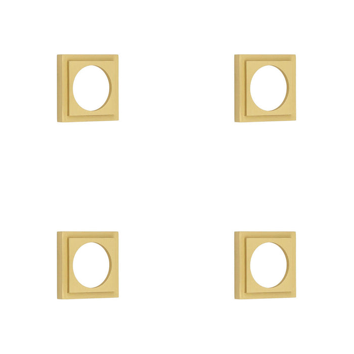 PACK Elegant Stepped Square Outer Rose Satin Brass Luxurious Escutcheons Solid Brass Hole Cover