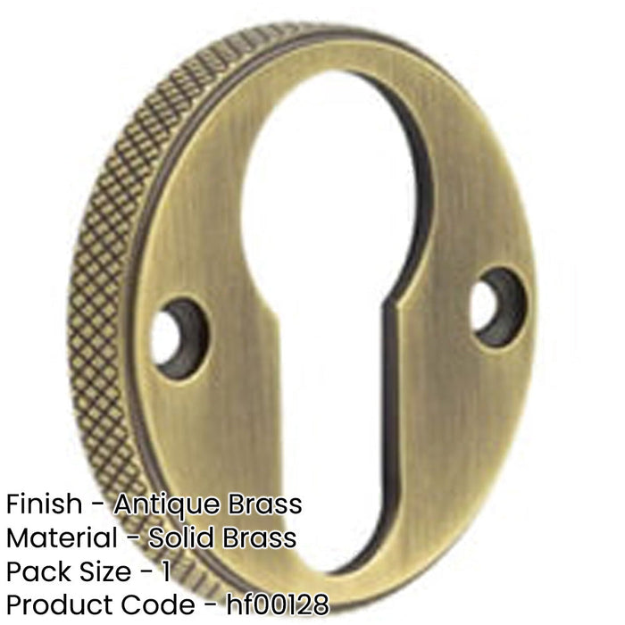 Elegant Knurled Euro Profile Escutcheon Antique Brass Stylish Doors Solid Brass Hole Cover-1