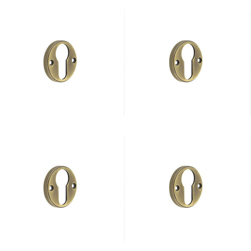 PACK Elegant Knurled Euro Profile Escutcheon Antique Brass Stylish Doors Solid Brass Hole Cover