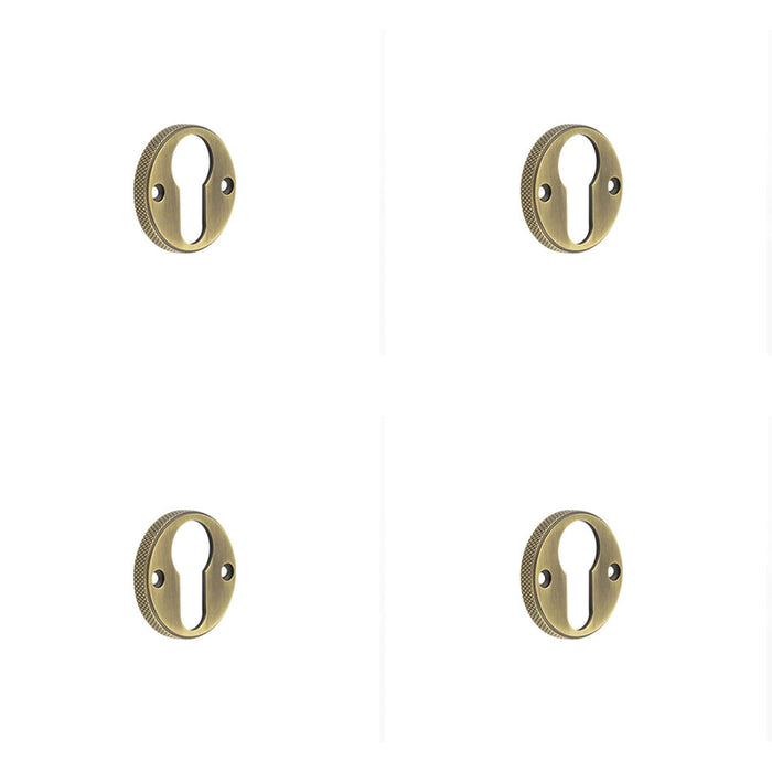 PACK Elegant Knurled Euro Profile Escutcheon Antique Brass Stylish Doors Solid Brass Hole Cover