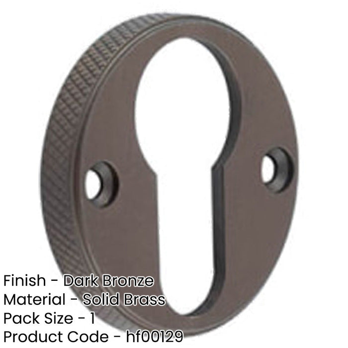 Stylish Knurled Euro Profile Escutcheon Dark Bronze Doors Solid Brass Hole Cover-1