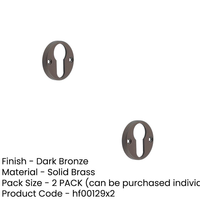 PACK Stylish Knurled Euro Profile Escutcheon Dark Bronze Doors Solid Brass Hole Cover (1)-1
