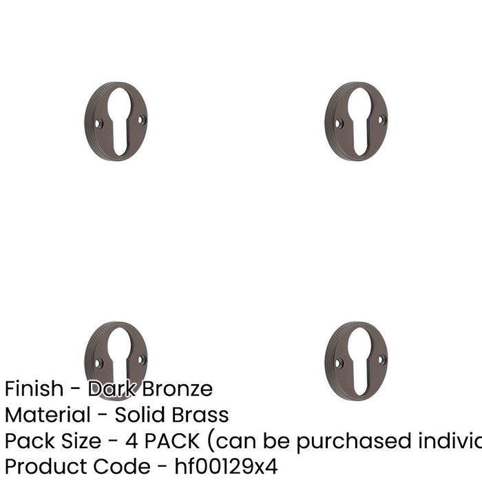 PACK Stylish Knurled Euro Profile Escutcheon Dark Bronze Doors Solid Brass Hole Cover-1
