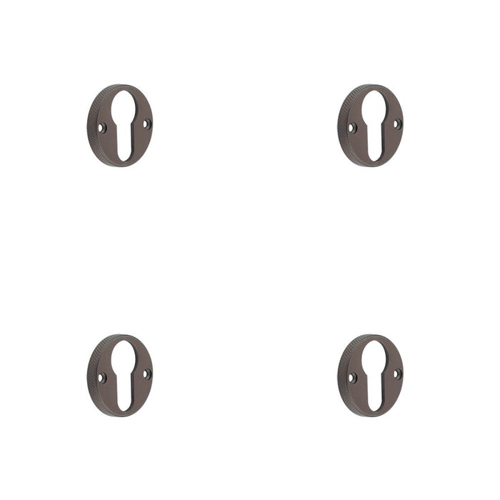 PACK Stylish Knurled Euro Profile Escutcheon Dark Bronze Doors Solid Brass Hole Cover