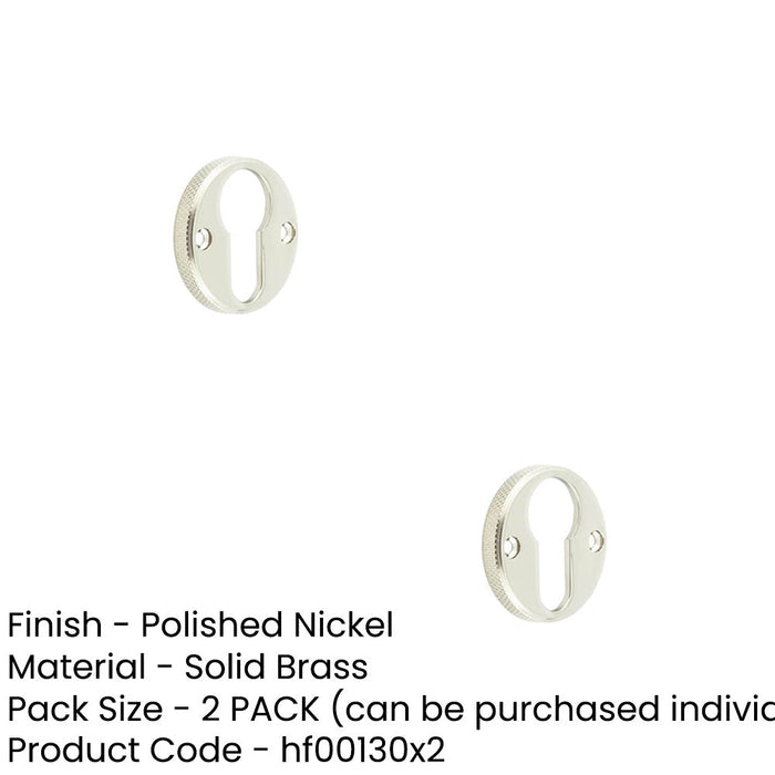 PACK Elegant Knurled Euro Profile Escutcheon Polished Nickel Solid Brass Hole Cover (1)-1