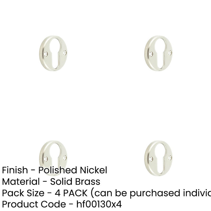 PACK Elegant Knurled Euro Profile Escutcheon Polished Nickel Solid Brass Hole Cover-1