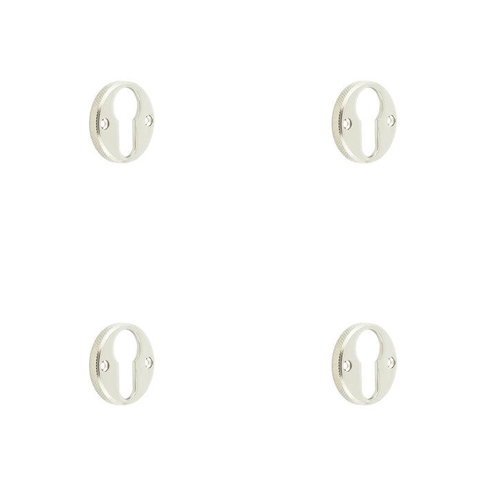 PACK Elegant Knurled Euro Profile Escutcheon Polished Nickel Solid Brass Hole Cover