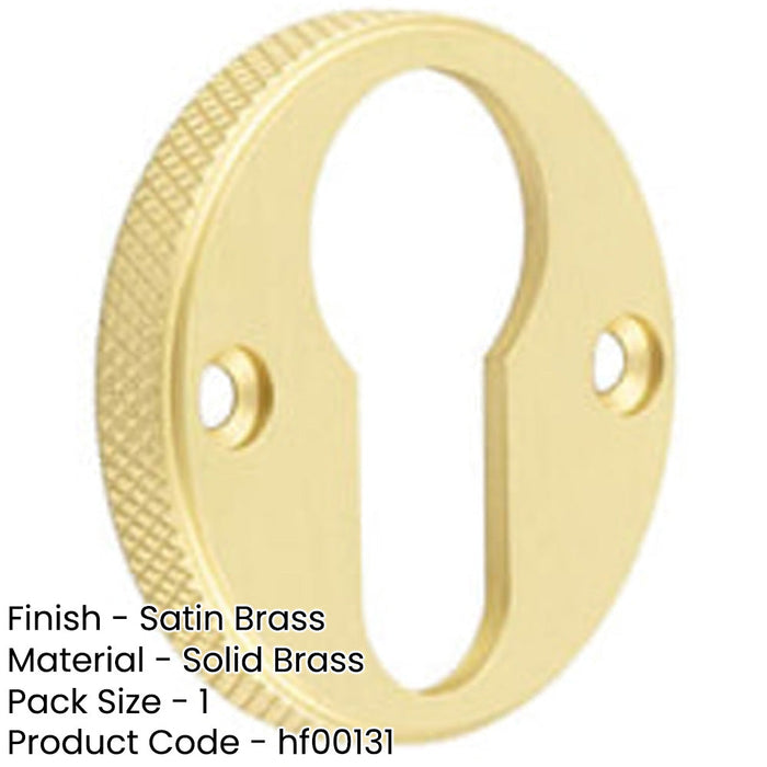 Stylish Knurled Euro Profile Escutcheon Satin Brass Luxury Doors Solid Brass Hole Cover-1