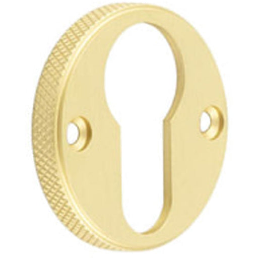 Stylish Knurled Euro Profile Escutcheon Satin Brass Luxury Doors Solid Brass Hole Cover
