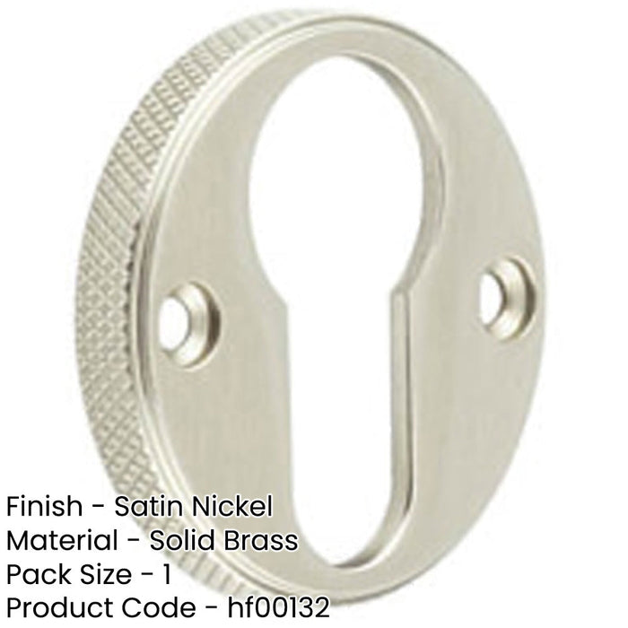 Stylish Knurled Euro Profile Escutcheon Satin Nickel Finish Solid Brass Hole Cover-1