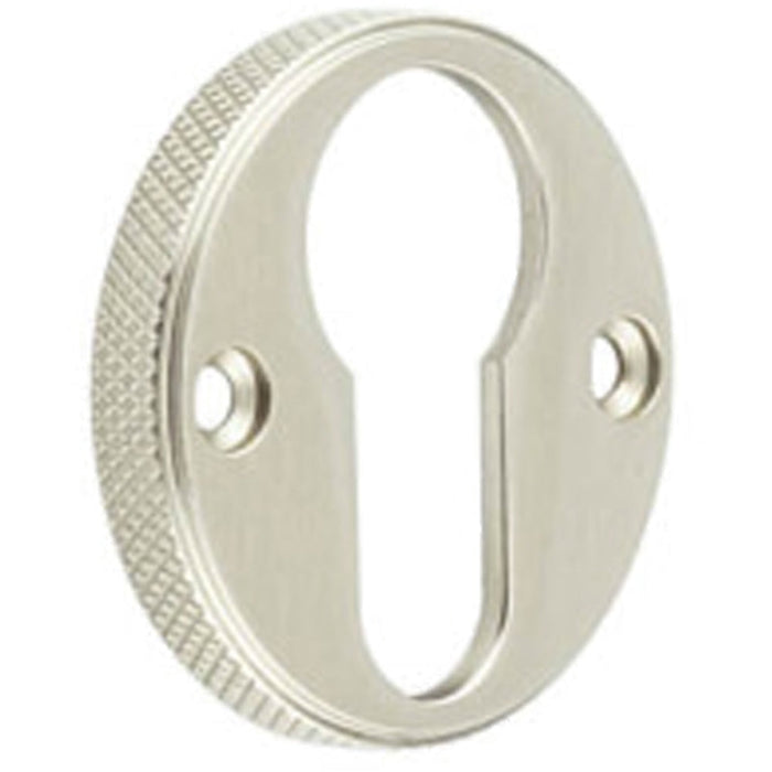Stylish Knurled Euro Profile Escutcheon Satin Nickel Finish Solid Brass Hole Cover