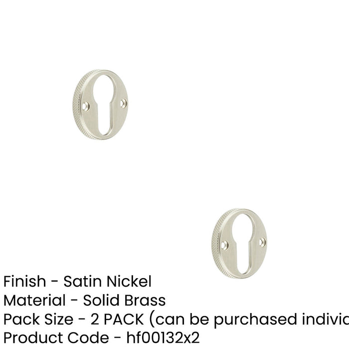 PACK Stylish Knurled Euro Profile Escutcheon Satin Nickel Finish Solid Brass Hole Cover (1)-1
