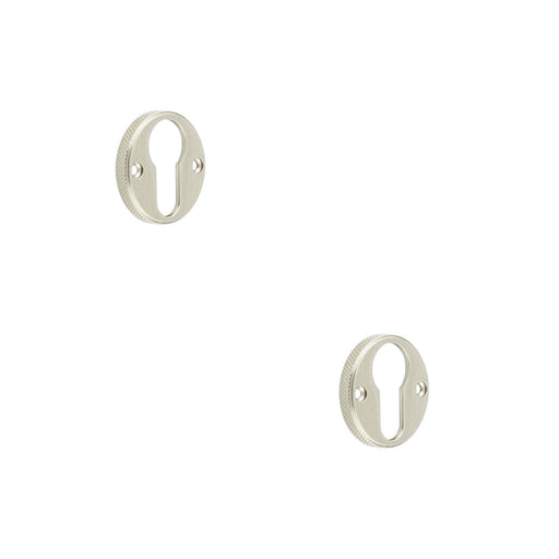 PACK Stylish Knurled Euro Profile Escutcheon Satin Nickel Finish Solid Brass Hole Cover (1)