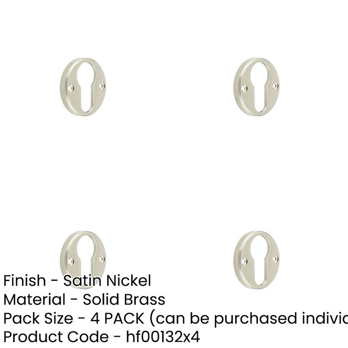 PACK Stylish Knurled Euro Profile Escutcheon Satin Nickel Finish Solid Brass Hole Cover-1