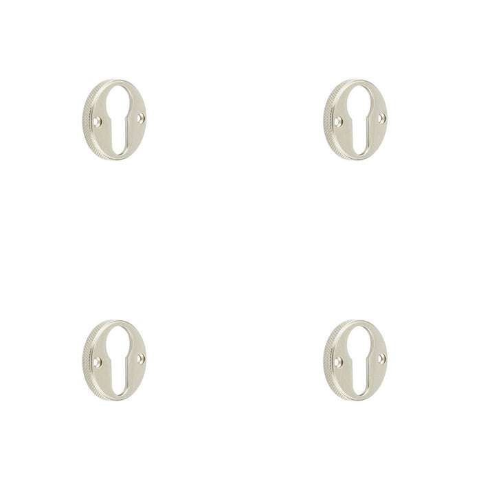 PACK Stylish Knurled Euro Profile Escutcheon Satin Nickel Finish Solid Brass Hole Cover