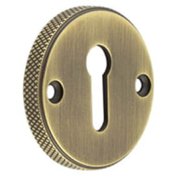 Elegant Knurled Keyway Escutcheon Antique Brass Stylish Doors Solid Brass Hole Cover