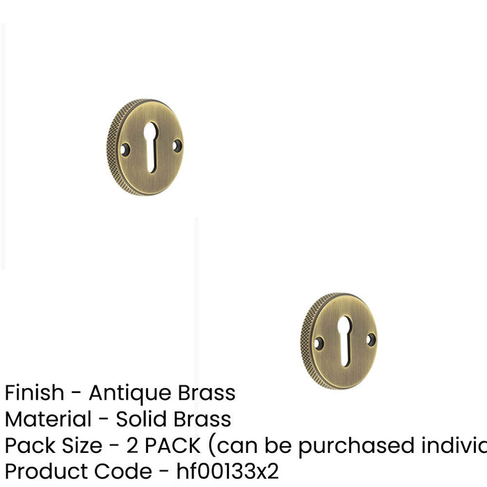 PACK Elegant Knurled Keyway Escutcheon Antique Brass Stylish Doors Solid Brass Hole Cover (1)-1