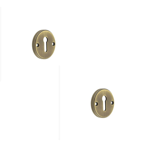 PACK Elegant Knurled Keyway Escutcheon Antique Brass Stylish Doors Solid Brass Hole Cover (1)