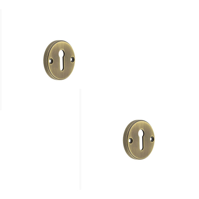 PACK Elegant Knurled Keyway Escutcheon Antique Brass Stylish Doors Solid Brass Hole Cover (1)