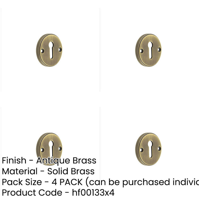 PACK Elegant Knurled Keyway Escutcheon Antique Brass Stylish Doors Solid Brass Hole Cover-1