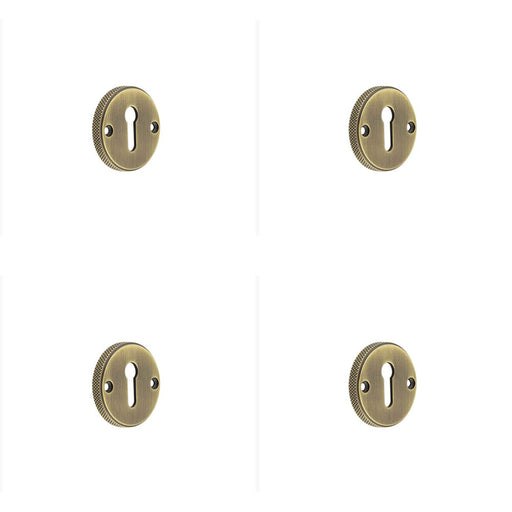 PACK Elegant Knurled Keyway Escutcheon Antique Brass Stylish Doors Solid Brass Hole Cover