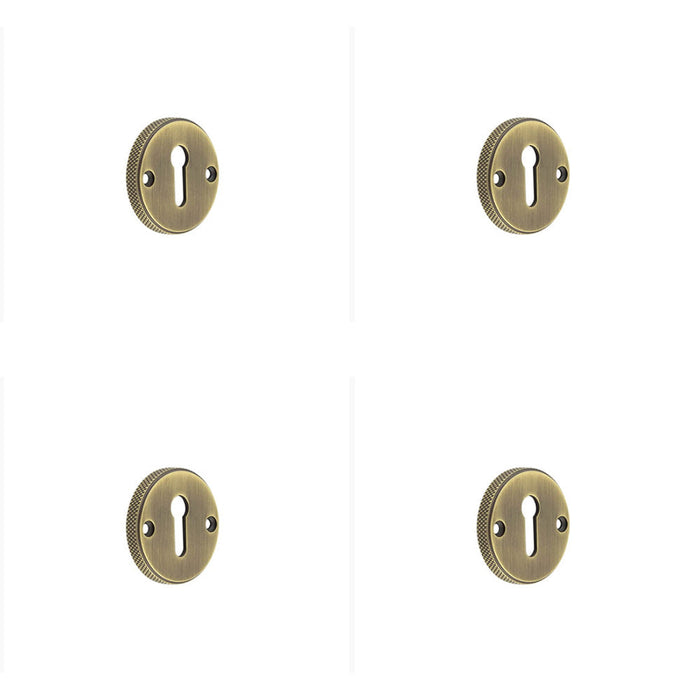 PACK Elegant Knurled Keyway Escutcheon Antique Brass Stylish Doors Solid Brass Hole Cover