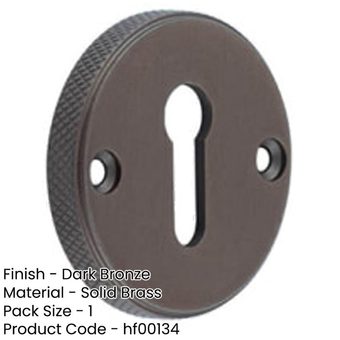 Stylish Knurled Standard Keyway Escutcheon Dark Bronze Finish Solid Brass Hole Cover-1