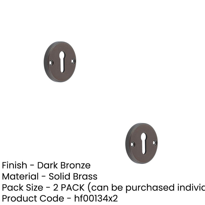 PACK Stylish Knurled Standard Keyway Escutcheon Dark Bronze Finish Solid Brass Hole Cover (1)-1