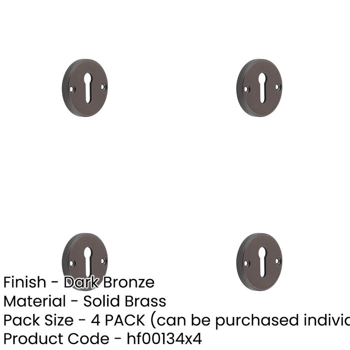 PACK Stylish Knurled Standard Keyway Escutcheon Dark Bronze Finish Solid Brass Hole Cover-1