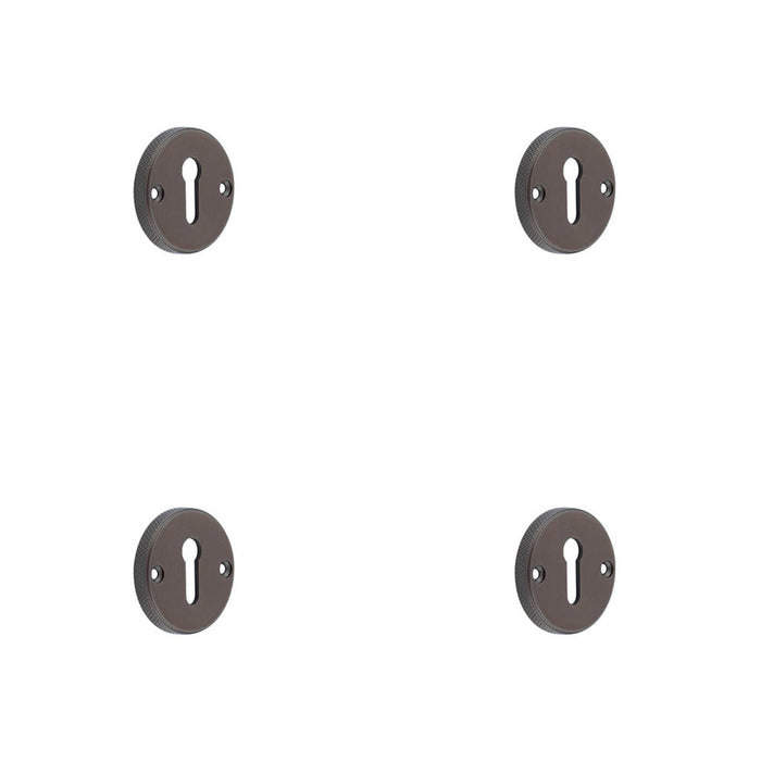 PACK Stylish Knurled Standard Keyway Escutcheon Dark Bronze Finish Solid Brass Hole Cover