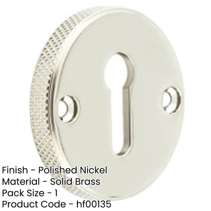 Polished Nickel Knurled Keyway Escutcheon Doors Solid Brass Hole Cover-1