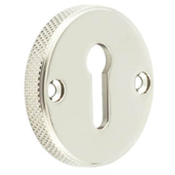 Polished Nickel Knurled Keyway Escutcheon Doors Solid Brass Hole Cover