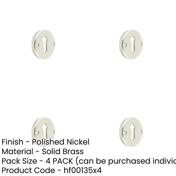 PACK Polished Nickel Knurled Keyway Escutcheon Doors Solid Brass Hole Cover-1