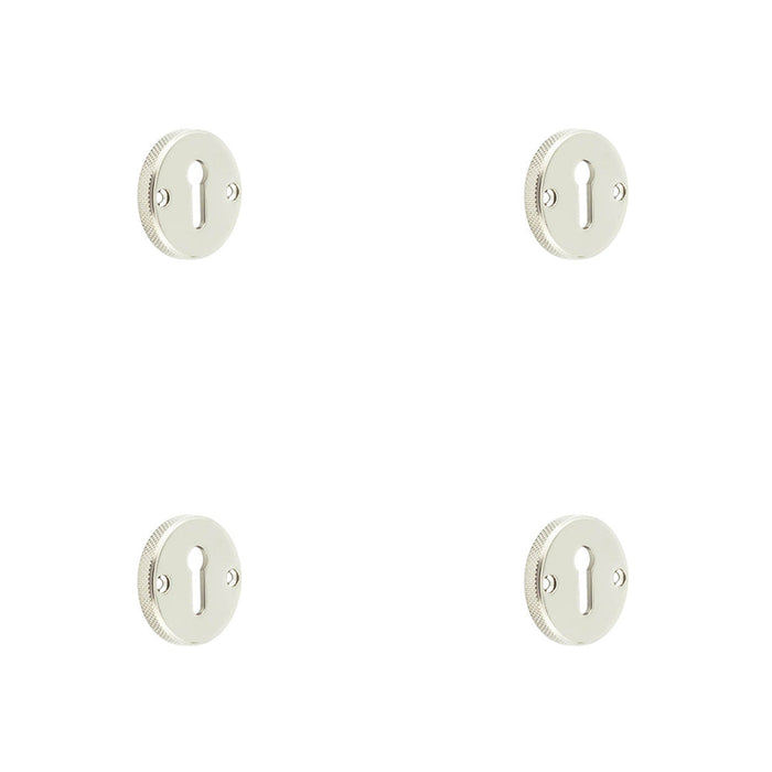 PACK Polished Nickel Knurled Keyway Escutcheon Doors Solid Brass Hole Cover