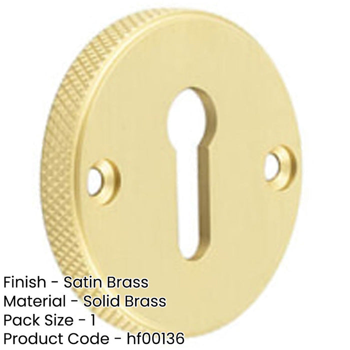 Premium Knurled Keyway Escutcheon Satin Brass Elegant Doors Solid Brass Hole Cover-1