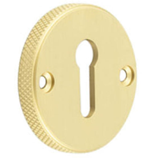 Premium Knurled Keyway Escutcheon Satin Brass Elegant Doors Solid Brass Hole Cover