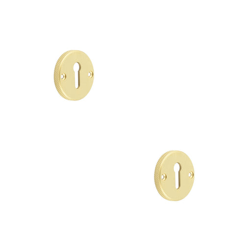 PACK Premium Knurled Keyway Escutcheon Satin Brass Elegant Doors Solid Brass Hole Cover (1)