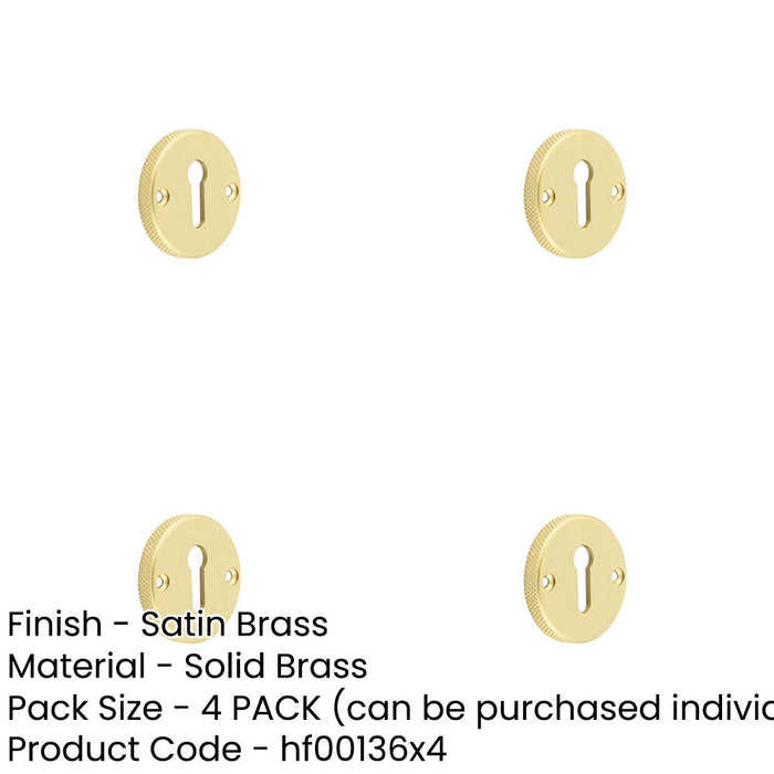 PACK Premium Knurled Keyway Escutcheon Satin Brass Elegant Doors Solid Brass Hole Cover-1