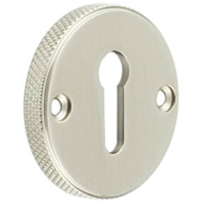 Stylish Knurled Keyway Escutcheon Satin Nickel Elegant Doors Solid Brass Hole Cover