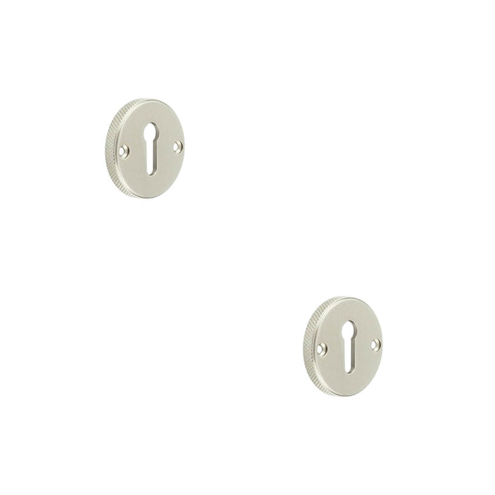 PACK Stylish Knurled Keyway Escutcheon Satin Nickel Elegant Doors Solid Brass Hole Cover (1)