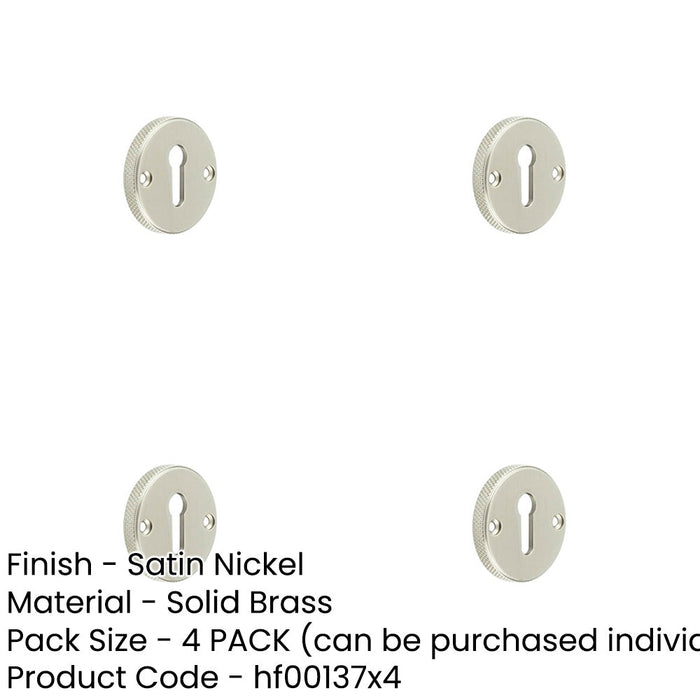 PACK Stylish Knurled Keyway Escutcheon Satin Nickel Elegant Doors Solid Brass Hole Cover-1