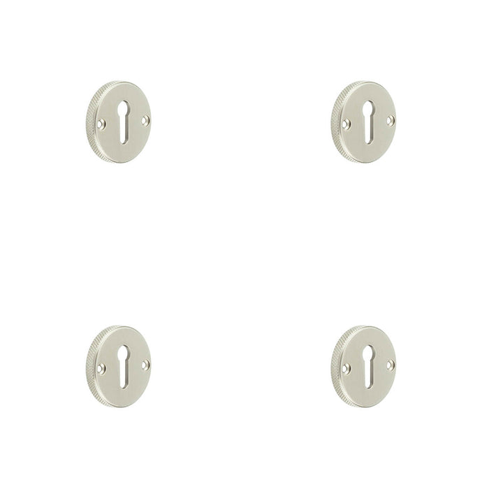 PACK Stylish Knurled Keyway Escutcheon Satin Nickel Elegant Doors Solid Brass Hole Cover