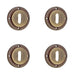 PACK Antique Brass Standard Keyway Escutcheons with Rose Design Solid Brass Hole Cover