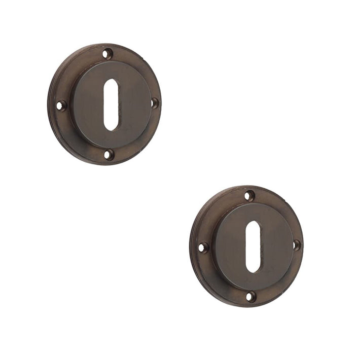 PACK Premium Dark Bronze Standard Keyway Escutcheons with Rose Design Solid Brass Hole Cover (1)