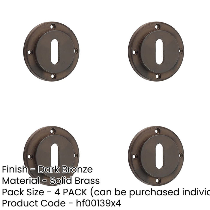 PACK Premium Dark Bronze Standard Keyway Escutcheons with Rose Design Solid Brass Hole Cover-1