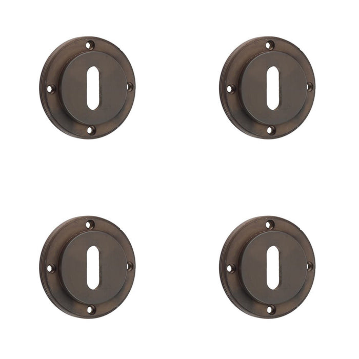 PACK Premium Dark Bronze Standard Keyway Escutcheons with Rose Design Solid Brass Hole Cover