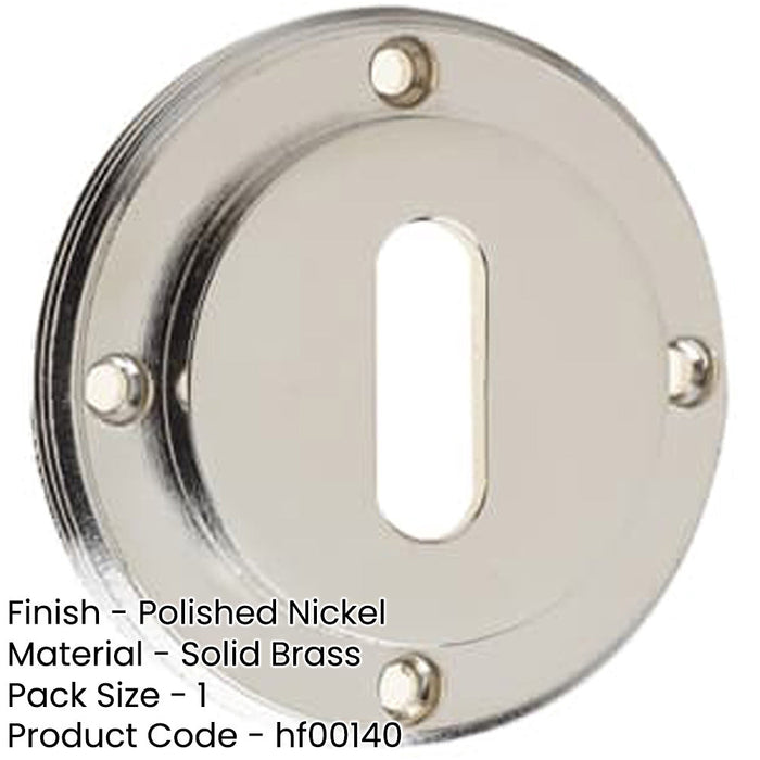 Polished Nickel Standard Keyway Escutcheons Enhanced Security Solid Brass Hole Cover-1