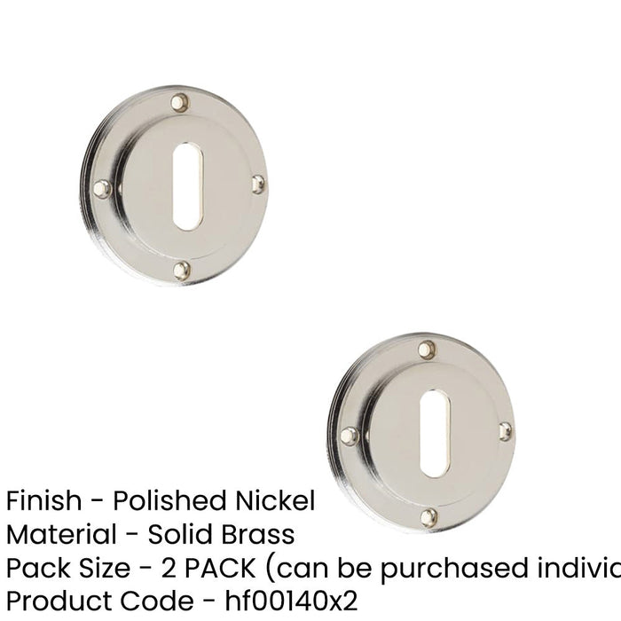 PACK Polished Nickel Standard Keyway Escutcheons Enhanced Security Solid Brass Hole Cover (1)-1