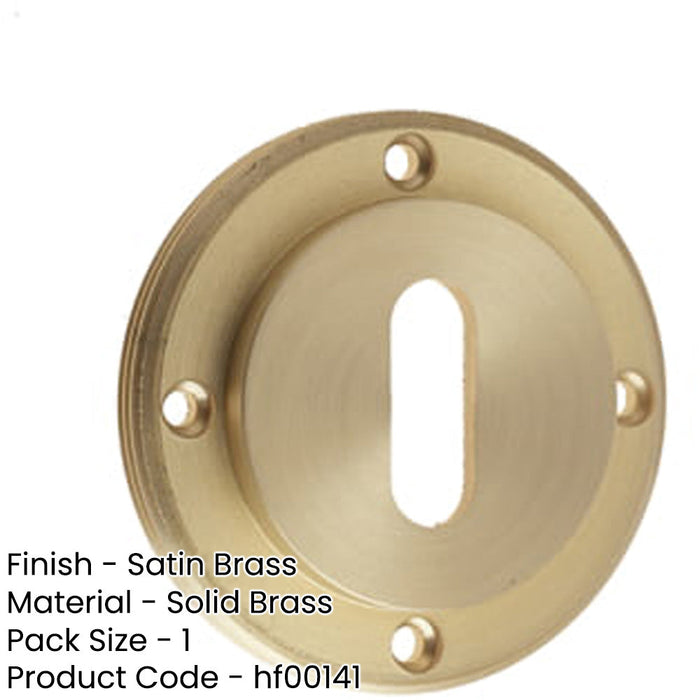 Satin Brass Standard Keyway Escutcheons Enhanced Security Style Solid Brass Hole Cover-1