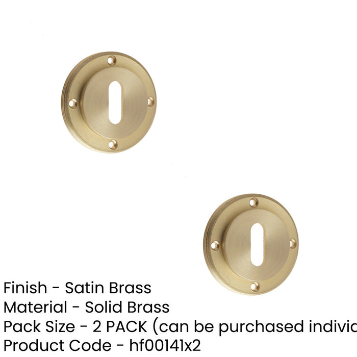 PACK Satin Brass Standard Keyway Escutcheons Enhanced Security Style Solid Brass Hole Cover (1)-1